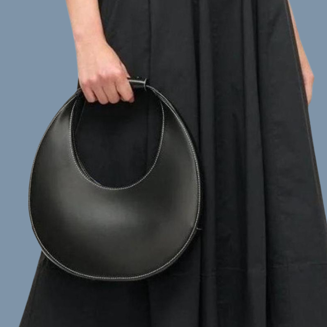STAUD Black Leather Moon Bag/ Purse