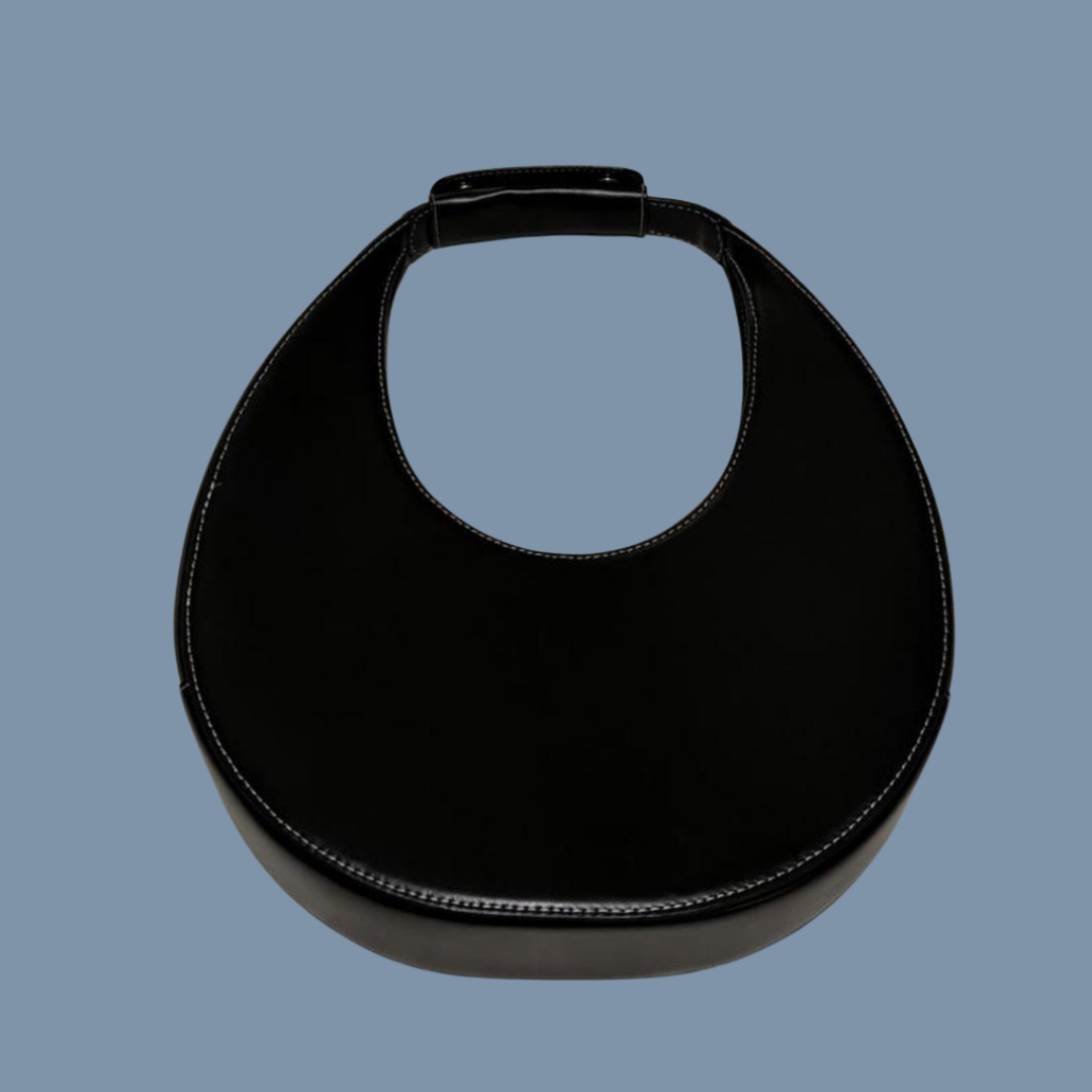 STAUD Black Leather Moon Bag/ Purse