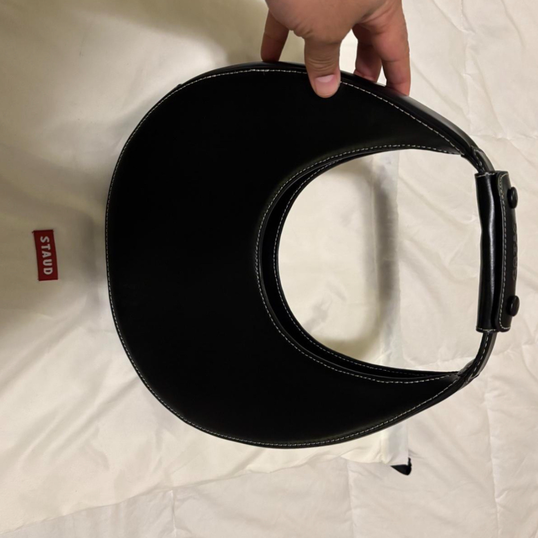 STAUD Black Leather Moon Bag/ Purse