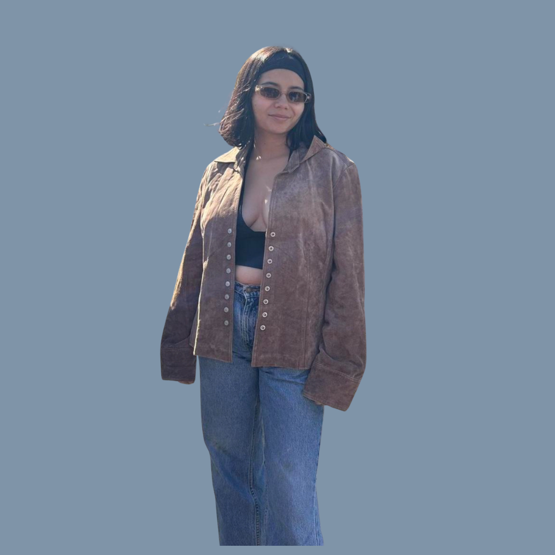 Brown Leather/ Suede button-up Jacket