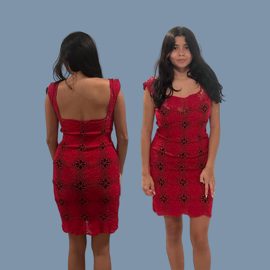 Red Crochet Dress Size S