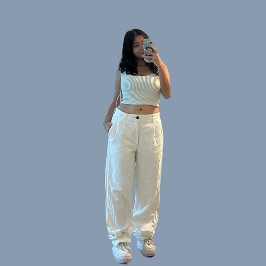 White Corduroy Pants Size M