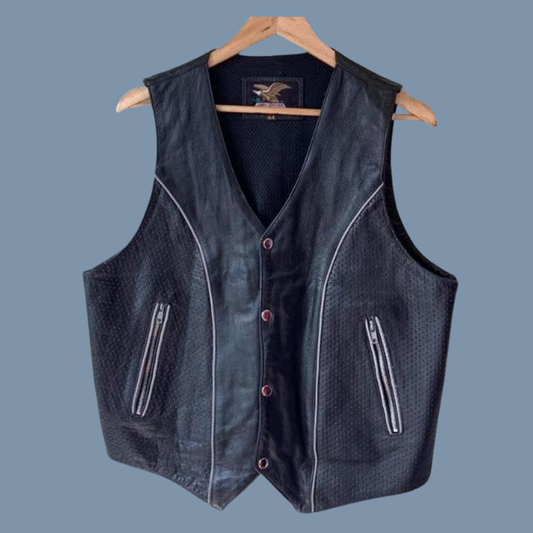 Black leather vest Size XL