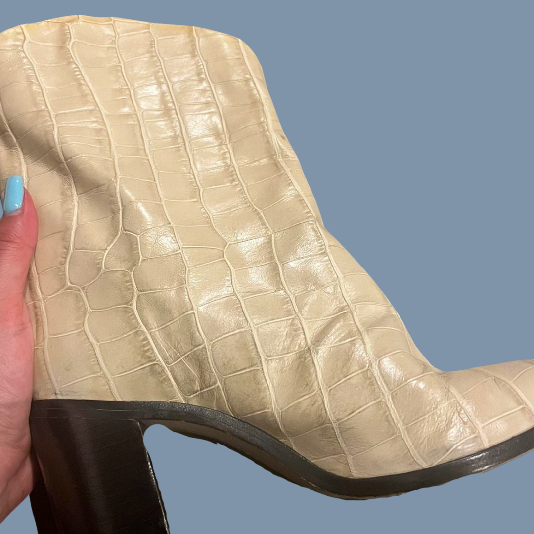 Schutz White Snakeskin Ankle Boots Size 8