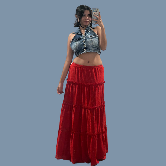 jean crop top vest